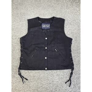 Daniel Smart Vest Womens XL Black Biker Denim Concealed Carry Lined Pockets